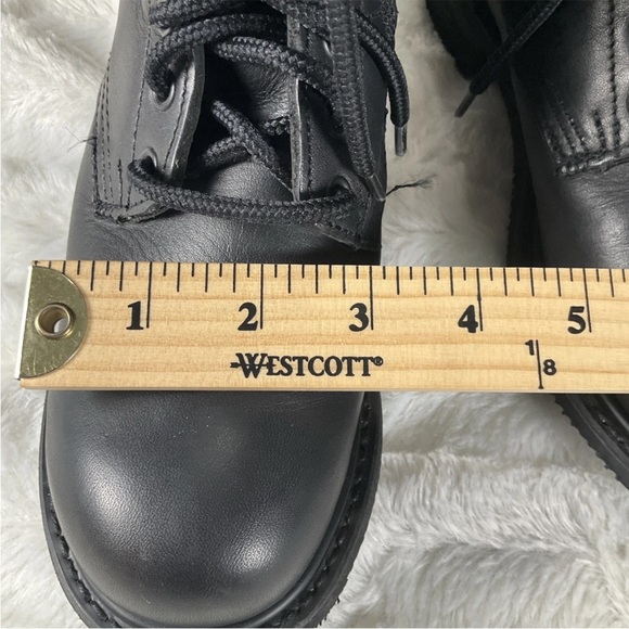 Double H Womens 7M Black Leather Zip Buckle Lace Up Motorcycle Combat Boots - Picture 13 of 14